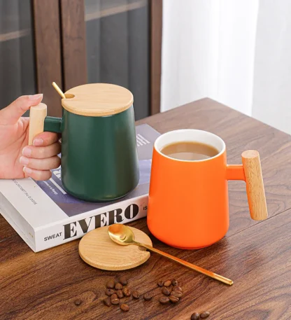 Modern Mugs with Wooden Handle and Lid - Image 9