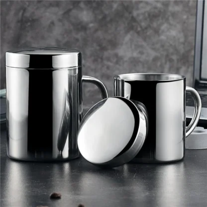 Double Wall Portable Cups with Lid - Image 2