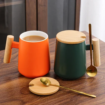 Modern Mugs with Wooden Handle and Lid - Image 4