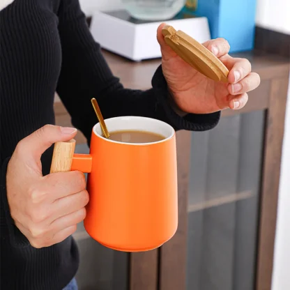 Modern Mugs with Wooden Handle and Lid - Image 5