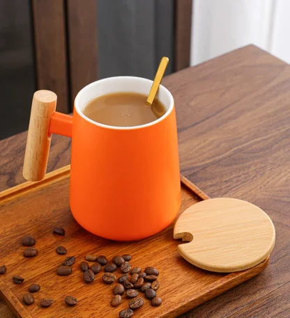 Modern Mugs with Wooden Handle and Lid - Image 7