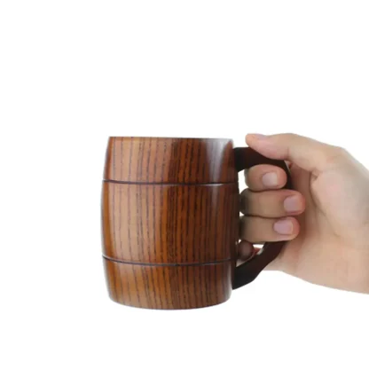 Retro Wooden Mug with Sturdy Handle - Image 4