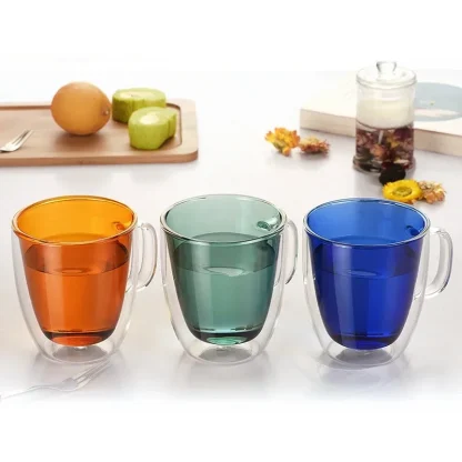 Colored Clear Mug with Double Wall Design - Image 4