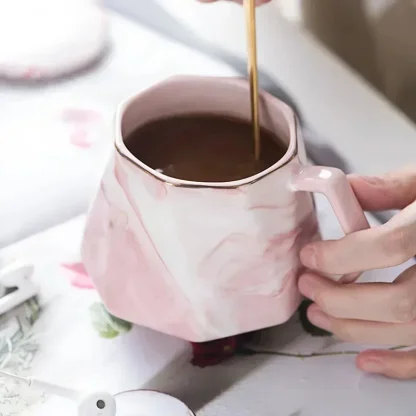 Geometric Mugs with Marbled Print - Image 6