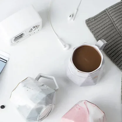 Geometric Mugs with Marbled Print - Image 3