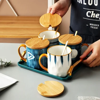 Printed Mugs with Spoon and Lid