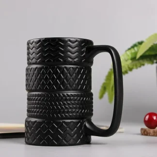 Black Cups with Tire Shaped Design