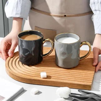 Luxury Gold-like Trim Shiny Mugs