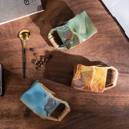 Geometric Mugs with Rope Design Handle - Image 3