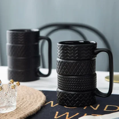 Black Cups with Tire Shaped Design - Image 2