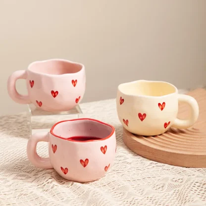 Creative Irregular Mug with Heart Pattern