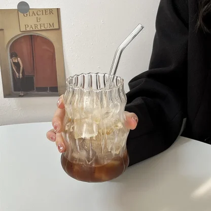 Handleless Clear Mug with Wavy Design - Image 9
