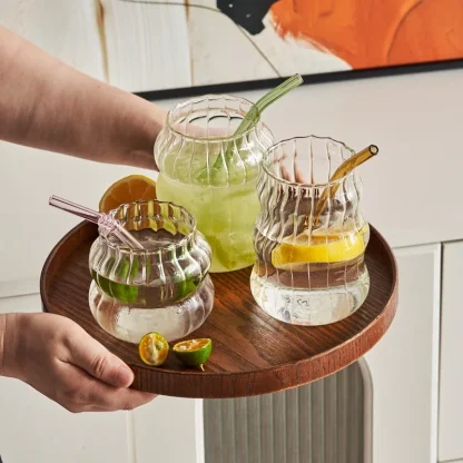 Handleless Clear Mug with Wavy Design - Image 4
